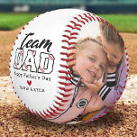 Team Dad Custom Photo Baseball<br><div class="desc">Custom fathers day baseball gift featuring the title "team dad",  a personalized message that reads "happy father's day",  a red heart,  and the kids names. Plus 2 family photos for you to customize with your own to make this an extra special dad gift.</div>
