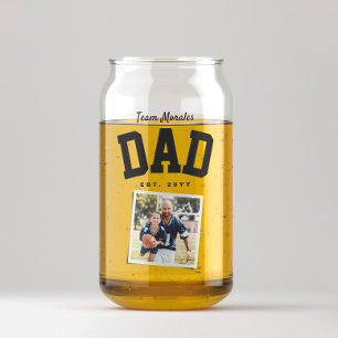 Team dad family name one photo sporty black can glass