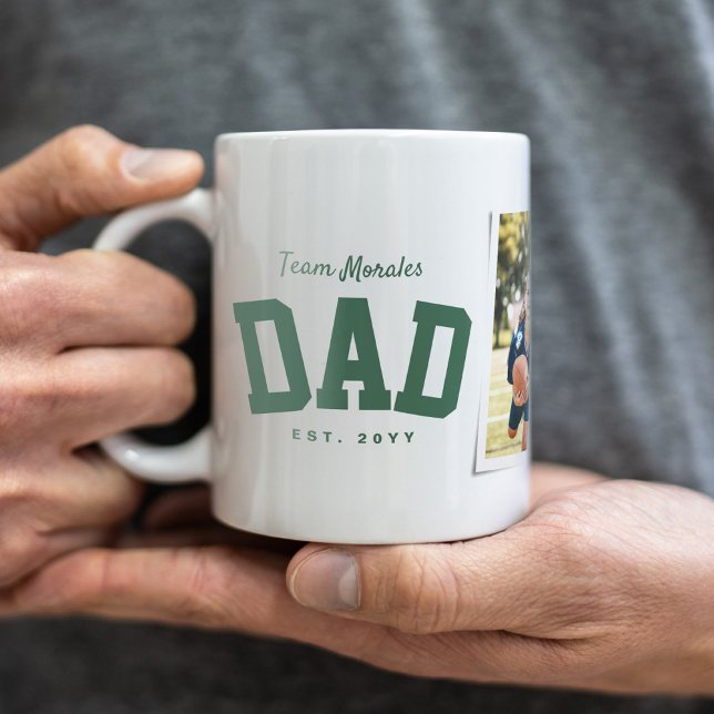 Team dad family name one photo sporty green coffee mug (Creator Uploaded)