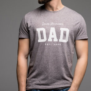 Team dad sporty simple personalized white text Tri-Blend shirt