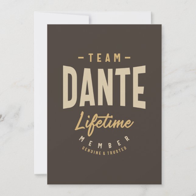 Team Dante Lifetime Member Personalized Name Invitation (Front)