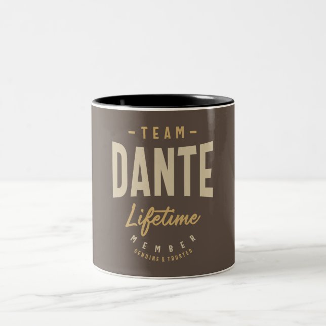Team Dante Lifetime Member Personalized Name  Two-Tone Coffee Mug (Center)
