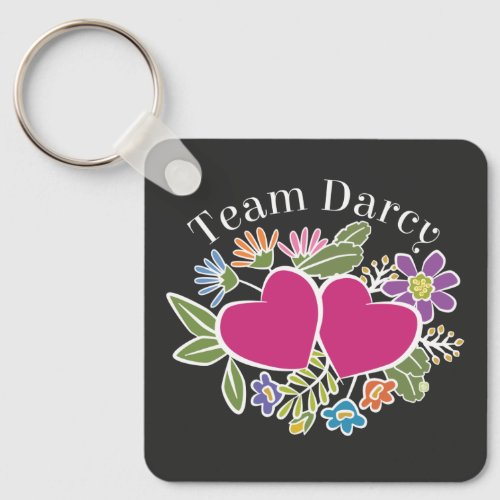 Team Darcy Flower Hearts Keychain