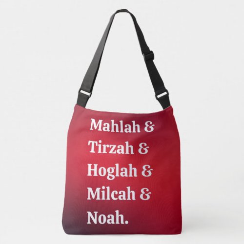 Team Daughters of Zelophehad Hebrew  English Crossbody Bag