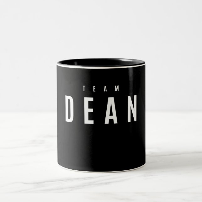 Team Dean Personalized Name Two-Tone Coffee Mug (Center)