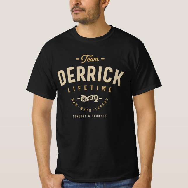 Team Derrick Lifetime Member Personalized Name T-Shirt (Front)