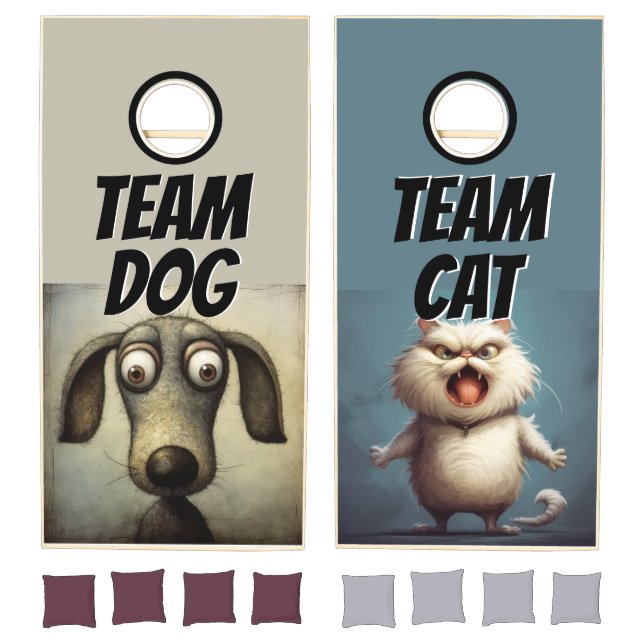 Team Dog and Team Cat  Cornhole Set (Set)