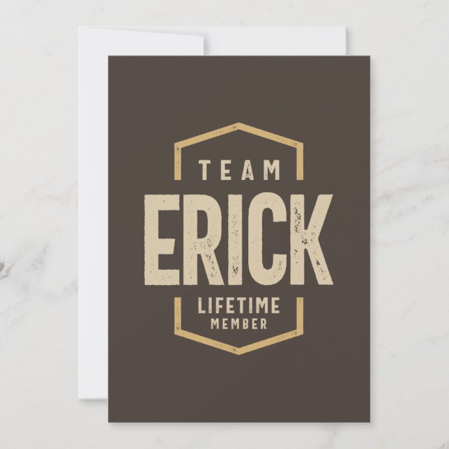 Team Erick Lifetime Member Personalized Name Invitation (Front)