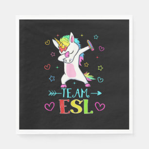Team Esl Dabbing Unicorn Funny Back To School Gift Napkins