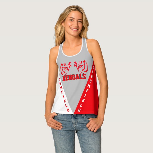 Team & Fan Bengals Red/Gray/White Women's Tank Top (Front Full)