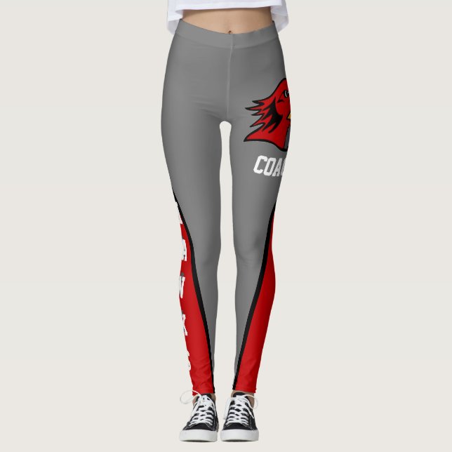 Team & Fan Gray and Red Mascot Leggings (Front)