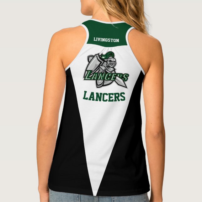 Team & Fan Lancers Green/White/Black Women's Tank Top (Back)