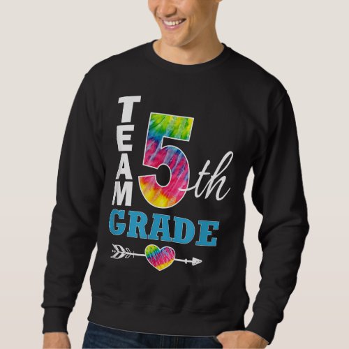 Team Fifth Grade Tie Dye Jersey Style Teacher Stud Sweatshirt