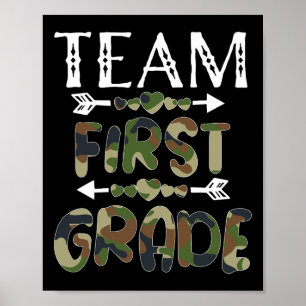 Team First Grade Back To School 1st Day Camo Teach Poster