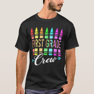 Team First Grade Crew Back To School Crayons Kids T-Shirt