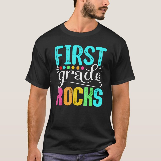 Team First Grade Hello 1st Grade Rocks Back To Sch T-Shirt (Front)