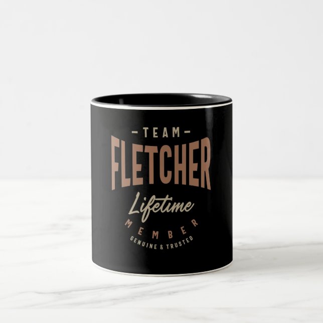 Team Fletcher Lifetime Member Personalized Name Two-Tone Coffee Mug (Center)