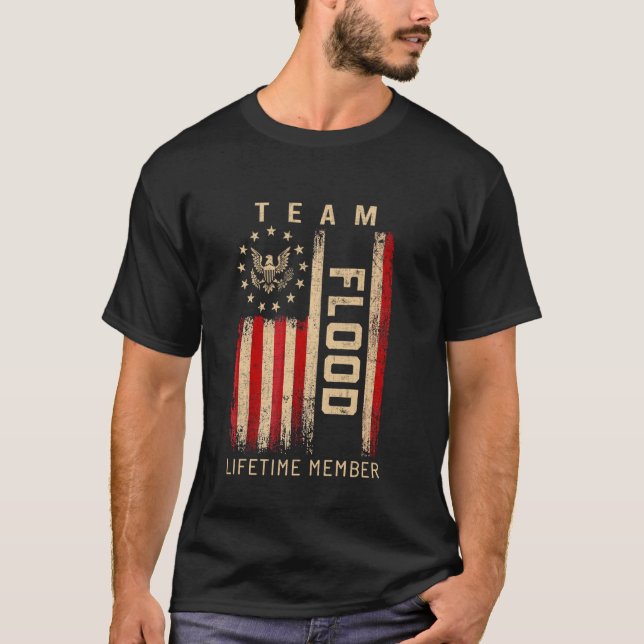 Team FLOOD Lifetime Member American Flag T-Shirt (Front)