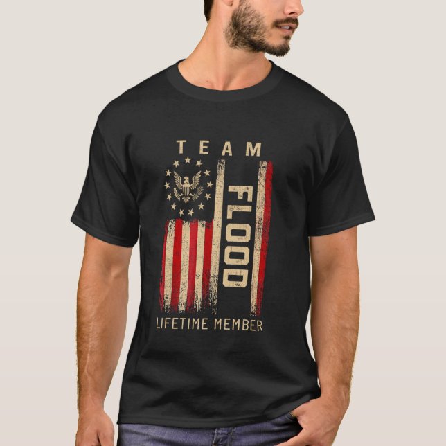 Team FLOOD Lifetime Member American Flag T-Shirt (Front)