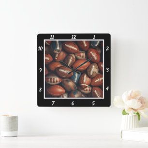 Team Football Sports Square Wall Clock