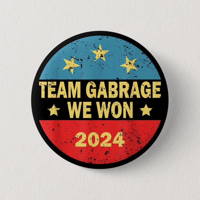 Team Garbage We Won Team Garbage For Trump 2024  Button (Front)