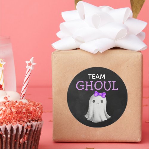 Team Ghoul Halloween gender reveal Classic Round Sticker