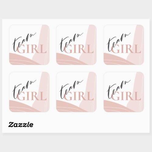 Team Girl Abstract Gender Reveal Party Decoration Square Sticker