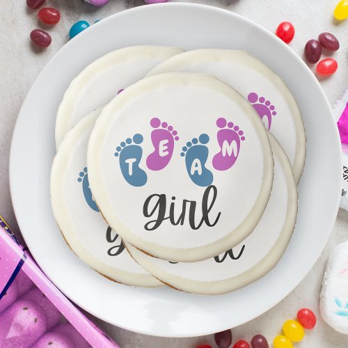 Team Girl Baby Feet Gender Reveal Baby Shower Sugar Cookie