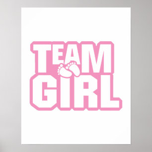 Team Girl Baby Shower Gender Reveal Party Pink Poster