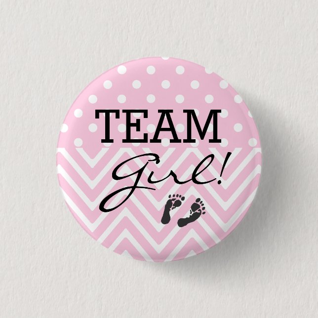 Team Girl Baby Shower Pink Button (Front)