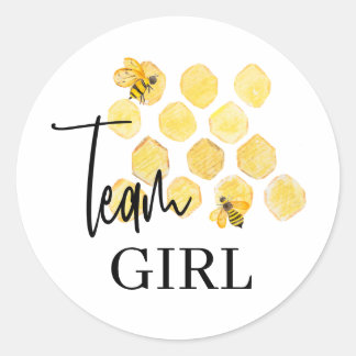 Team Girl Bee Theme Gender Reveal Stickers