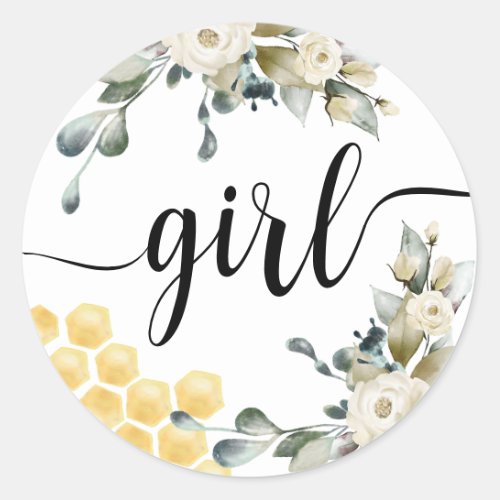 Team Girl Bee themed Gender Reveal Round Sticker Classic Round Sticker