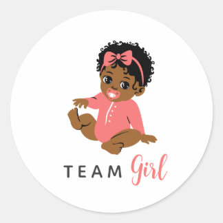 Team Girl Black Gender Reveal Pink Baby Stickers