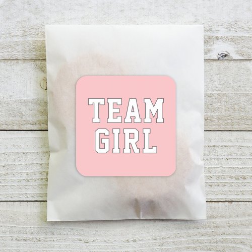 Team Girl Blush Pink Baby Gender Reveal Party Square Sticker