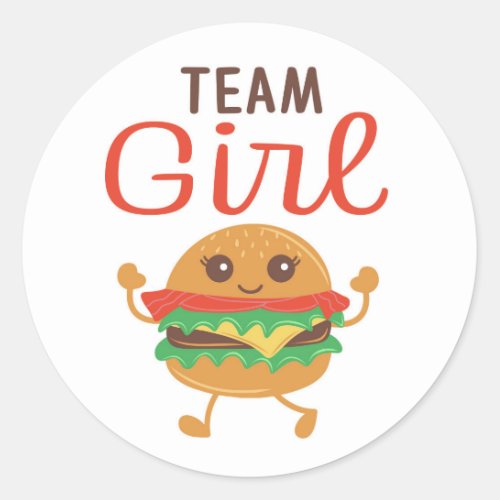 Team Girl burger stickers BBQ theme Classic Round Sticker