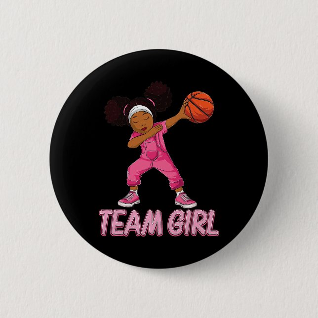 Team Girl Bysketbyll Bbyll Player  Button (Front)
