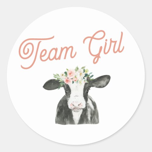 Team Girl Cow Farm Gender Reveal Sticker