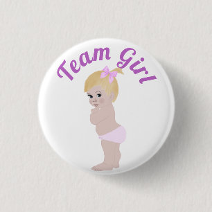 "Team Girl" Cute Baby Gender Reveal 3 Cm Round Bad Button
