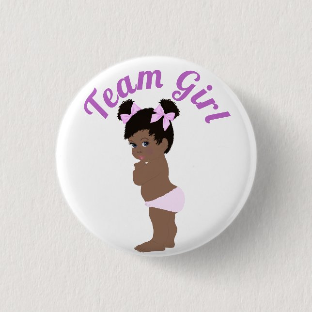 "Team Girl" Cute Baby Gender Reveal Button (Front)