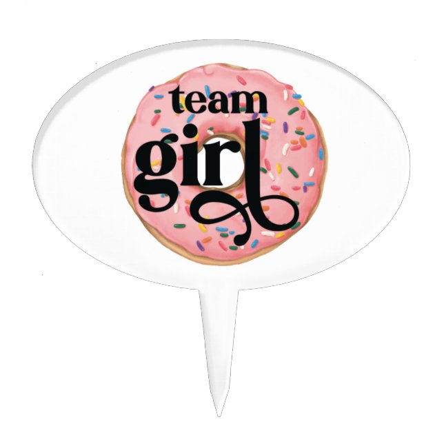 Team Girl Donut Gender Reveal Cake Topper (Front)
