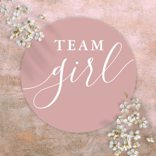 Team Girl Dusty Rose Pink Gender Reveal Voting Classic Round Sticker