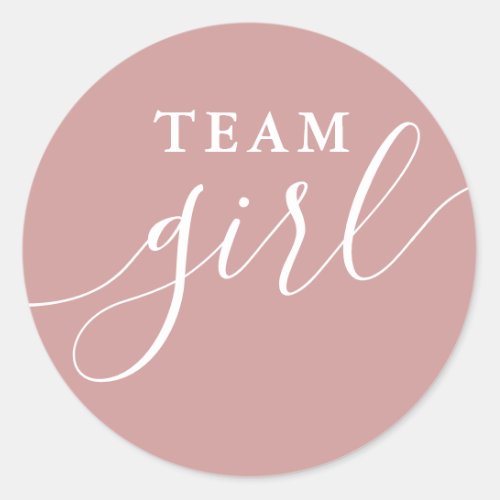 Team Girl Dusty Rose Pink Gender Reveal Voting Classic Round Sticker