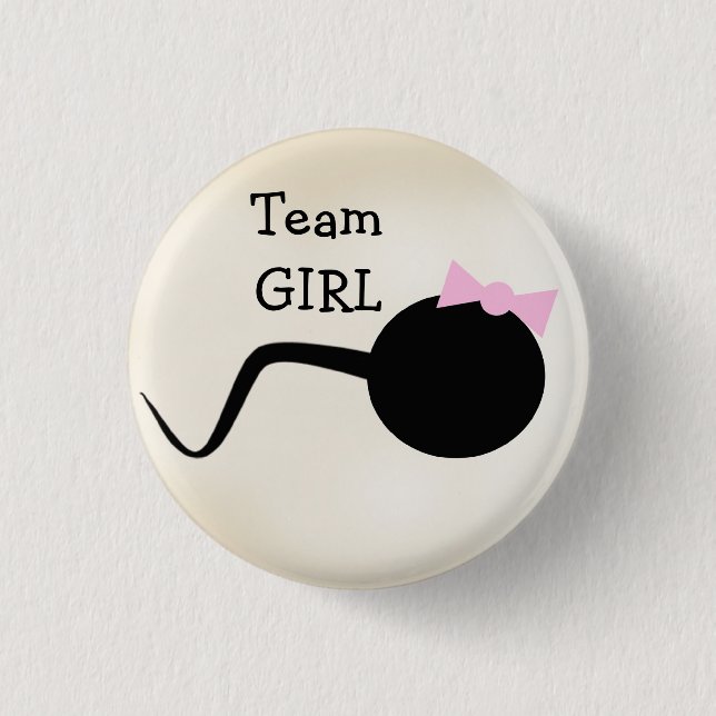 Team Girl Funny Gender Reveal Party Button (Front)