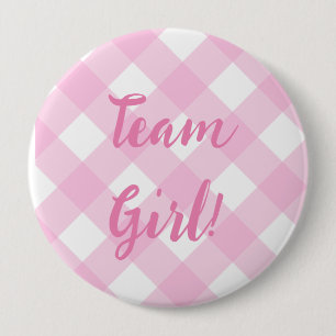 Team Girl, Gender Reveal Button, Pink Button