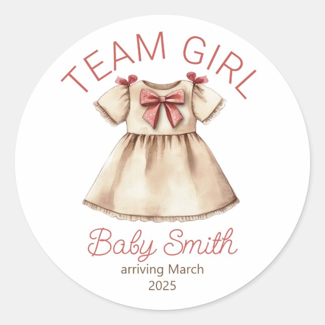 Team Girl gender reveal Christmas baby sticker (Front)