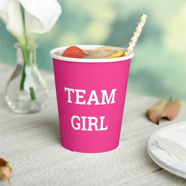Team Girl Gender Reveal Paper Cups (Insitu)