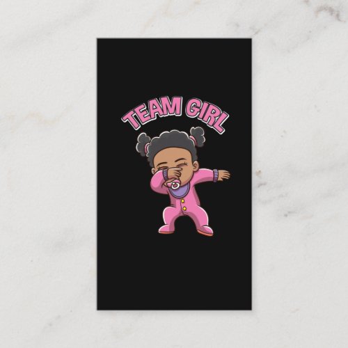 Team Girl Gender Reveal Party Dabbing Black Baby Business Card