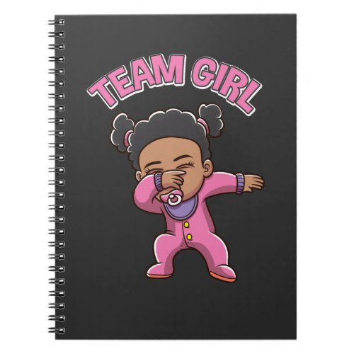 Team Girl Gender Reveal Party Dabbing Black Baby Notebook