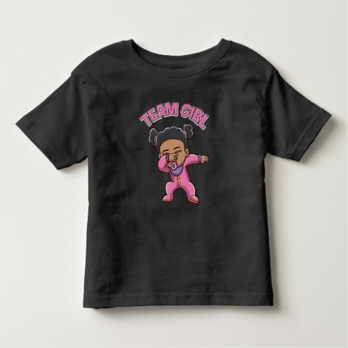 Team Girl Gender Reveal Party Dabbing Black Baby Toddler T_shirt