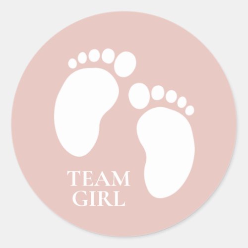 Team Girl Gender Reveal Party Game Decoration Classic Round Sticker